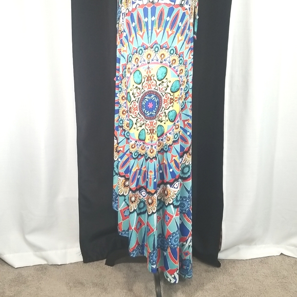 Venus Sleeveless Multicolor pattern Summer High Low Dress. XS - Picture 5 of 12